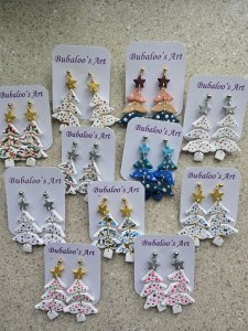 Winter Christmas Tree Earrings ~ Bubaloo's Art