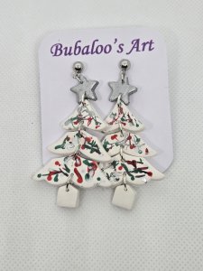 Winter Christmas Tree Earrings ~ Bubaloo's Art