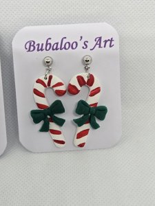 Winter, Christmas Candy Cane Earrings ~ Bubaloo's Art