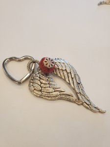 Red Coral Angel Keyring