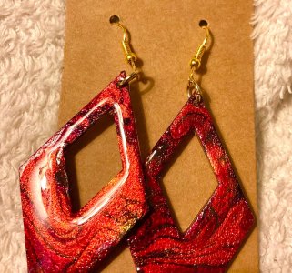 Red Triangular Earrings