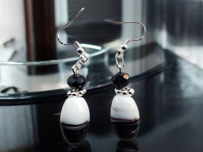 BoHo Chic Barrel shaped glass beaded earring