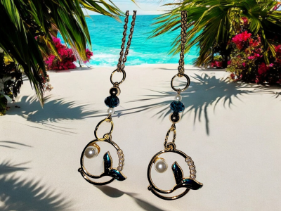 Beach Necklace Mermaid Tail Charm Ocean Inspired Pendant