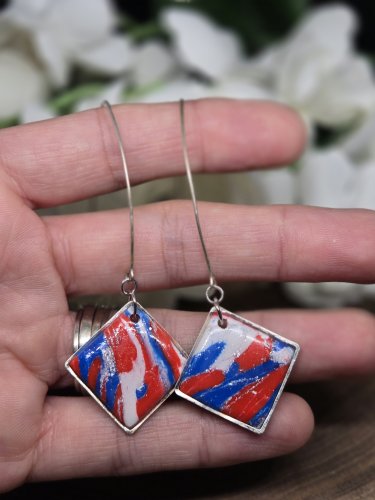 Patriotic Squares Polymer Clay Earrings ~ Bubaloo's Art A27