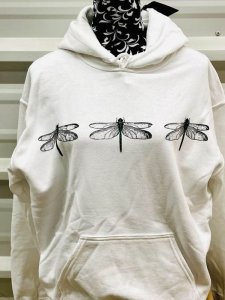 White Dragonfly Hoodie Coed sizing