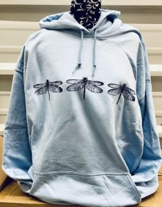 Blue Dragonfly Hoodie Coed sizing
