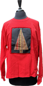 Size medium, red sweatshirt, handmade Christmas appliqué
