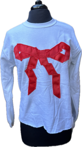 Bow sweatshirt. Red bow , size adult small