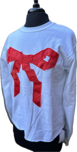 Bow sweatshirt. Red bow , size adult small