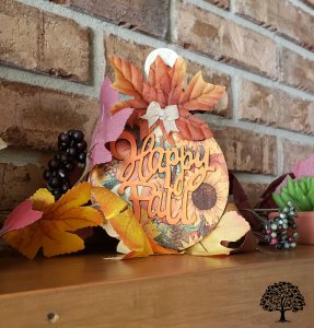 Fall Leaves Round Mini Wood Cutting Board Handmade