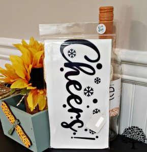 Handmade Canvas Wine Bag, Wine Holder, Cheers Design, Gift for Wine Lovers