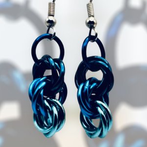 Blue Love Knot Aluminum Jump Ring Earrings