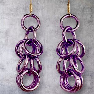 Anodized Aluminum Shaggy Jump Ring Earrings