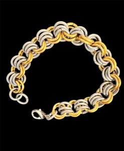 Anodized Aluminum Silver and Gold Jump Ring Bracelet
