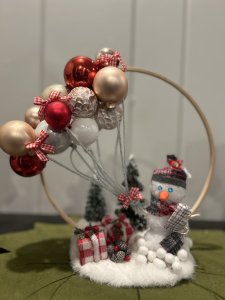 Snowman w/ Balloons table top decor