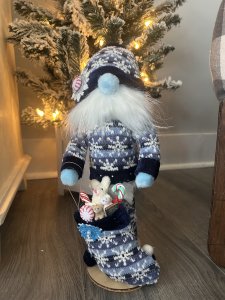 Blue Snowflake Gnome w/ Stocking