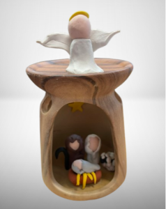 Ceramic Nativity with faceless clay figures