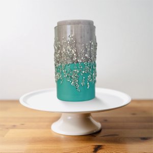 Beautiful acrylic and crushed glass vase or candle holder