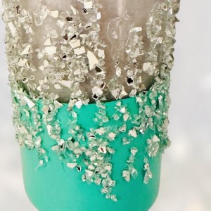 Beautiful acrylic and crushed glass vase or candle holder