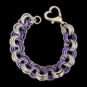 Fabulous lavender and silver fun jump ring bracelet