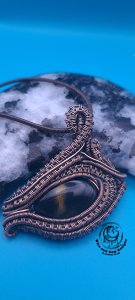 Blue Iron Tiger Eye Copper Wire Wrapped Pendant