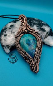 Chrysocolla Copper Wire Wrapped Pendant