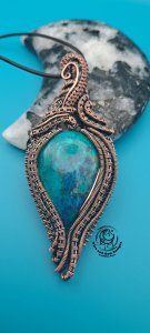 Chrysocolla Copper Wire Wrapped Pendant
