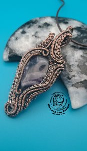 Chevron Amethyst Copper Wire Wrapped Pendant