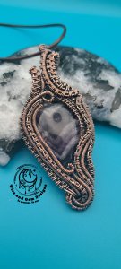 Chevron Amethyst Copper Wire Wrapped Pendant