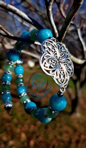 Amazonite + Fluorite Flower Silver Bracelet