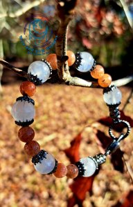 Sun + Moon stones Gunmetal Bracelet