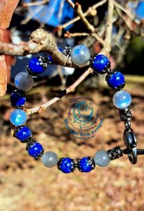 Labradorite + Lapis Lazuli Gunmetal Bracelet