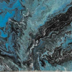 Vibrant night time sky acrylic pour paint 10 x 10 cbvs