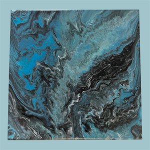 Vibrant night time sky acrylic pour paint 10 x 10 cbvs