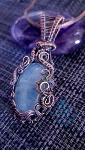 Aquamarine Copper Wire Wrapped Pendant