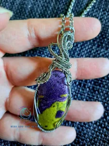 Stichtite Stainless Steel Wire Wrapped Pendant