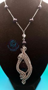 Blue Sunstone Stainless steel Wire Wrapped Pendant