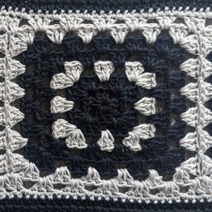 Black and Beige Granny Square Table Runner