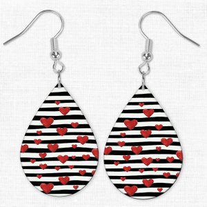 Hearts and Lines Teardrop Earrings