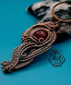 Red Onyx Copper Wire Wrapped Pendant