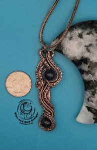 Blue Sunstone Copper Wire Wrapped Pendant