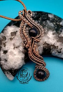 Blue Sunstone Copper Wire Wrapped Pendant