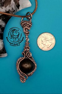 Golden Obsidian Copper Wire Wrapped Pendant