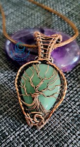 Green Aventurine Tree of Life Copper Wire Wrapped Pendant