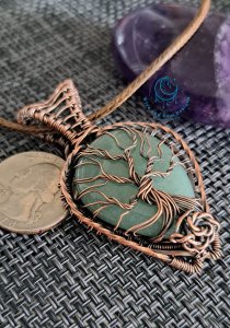 Green Aventurine Tree of Life Copper Wire Wrapped Pendant