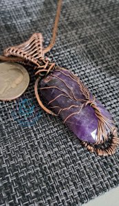 Amethyst Faceted Tree of Life Copper Wire Wrapped Pendant