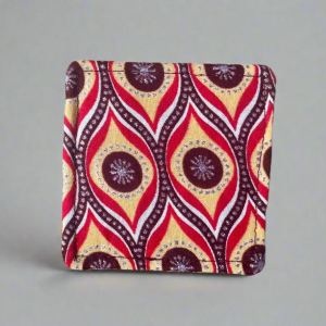 BMK100131 - Fabric, Patterned Handmade Maroon, Beige, Red and Silver Bookmark