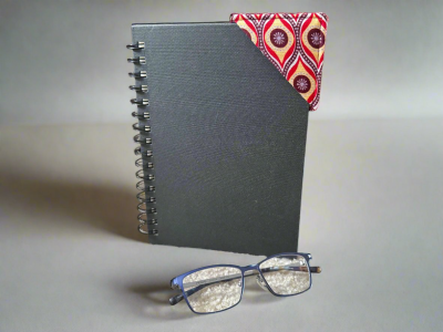 BMK100131 - Fabric, Patterned Handmade Maroon, Beige, Red and Silver Bookmark