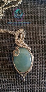 Aquamarine A1 Stainless Steel Wire Wrapped Pendant