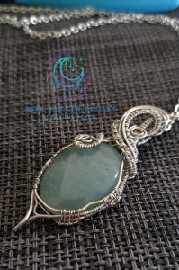 Aquamarine A1 Stainless Steel Wire Wrapped Pendant